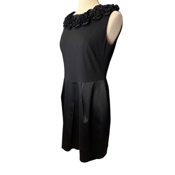 TAYLOR Audrey Hepburn Style Black Ruffle Little Black Dress Size 12 Sleeveless - Picture 3 of 8